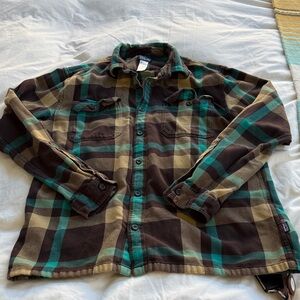 Patagonia Plaid Button-Up Shirt in Brown and teal
